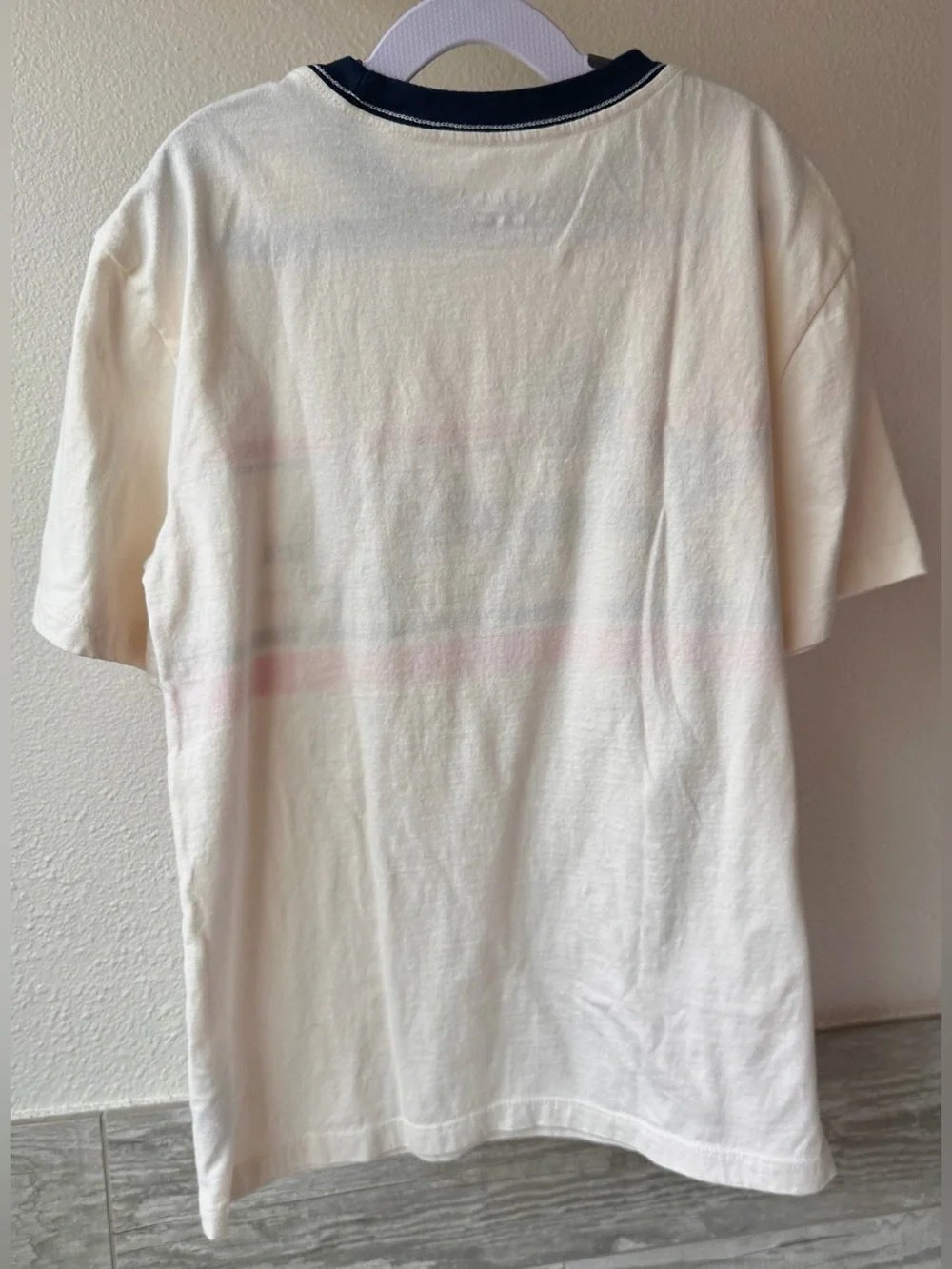 Old Navy Vintage-Inspired Sailboat Tee in Cream with Navy & Red Hawaiian, L Kids